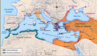 Map of Greek and Phoenician Colonies (click to see larger image)
