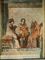 Scene from Menander's Women at Breakfast (click to see larger image)