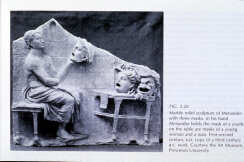Relief depicting Menander looking at a mask (click to see larger image)
