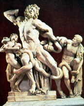 Roman copy of a Greek statue of Laocoon and his sons being eaten by snakes (click to see larger image)