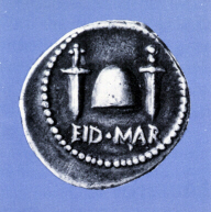 Coin celebrating the Assassination of Caesar (click to see larger image)