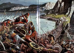 Reconstruction of the Battle of Thermopylae (click to see larger image)
