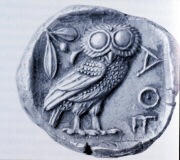Attic owl, the principal Athenian coin (click to see larger image)