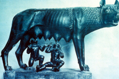 Statue of Romulus and Remus suckling a wolf (click to see larger image)