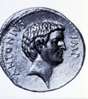 Coin depicting Mark Antony (click to see larger image)