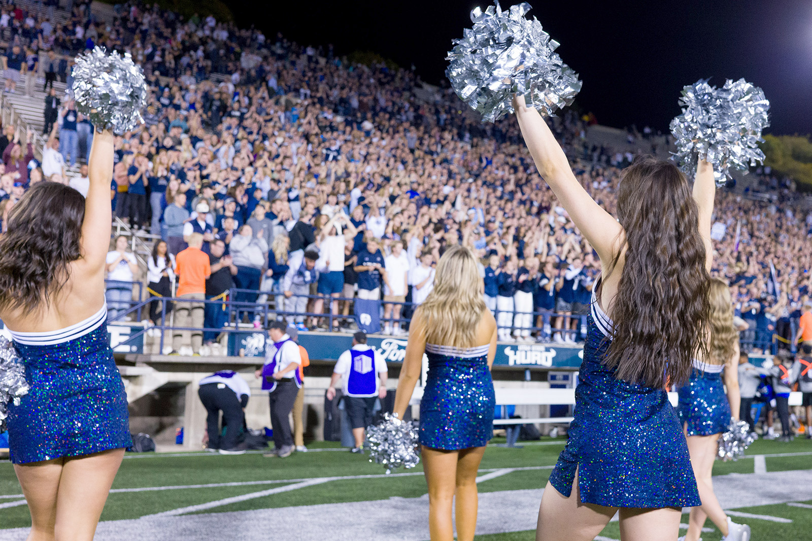 cheerleaders during football game