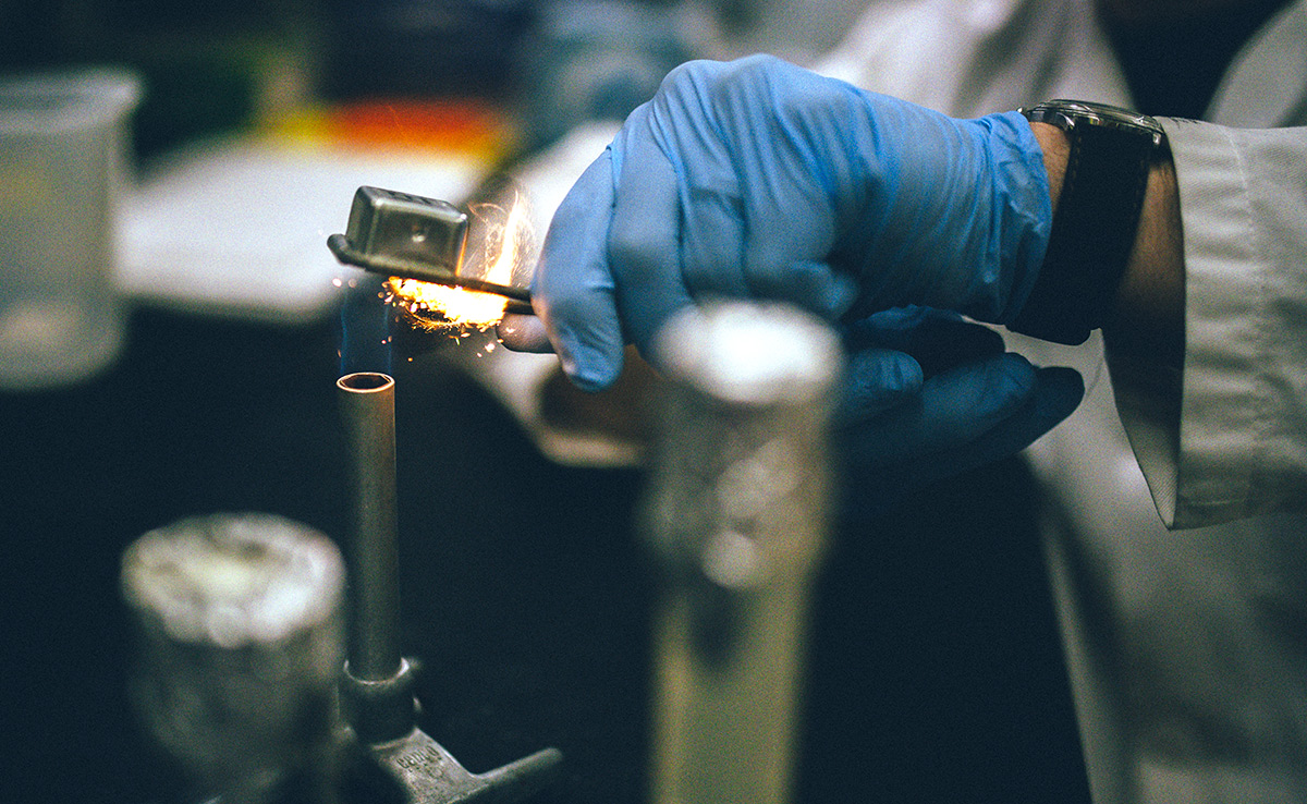 zoomed in of students hands creating sparks
