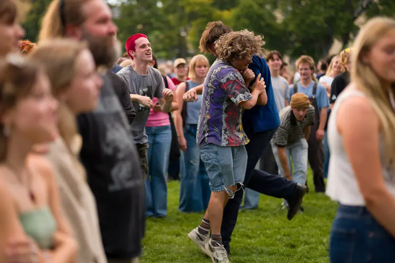 Students out on the quad for festival