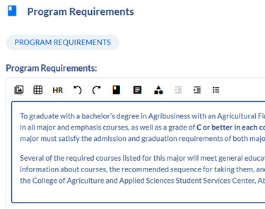 program requirements section
