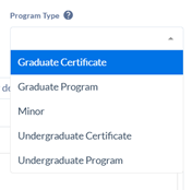 program type dropdown