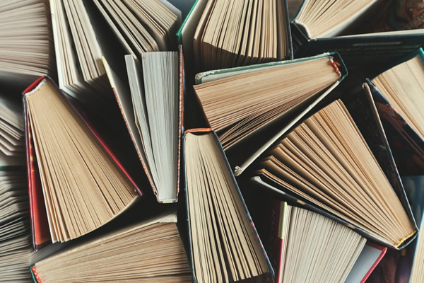 picture of a book shelf full of books