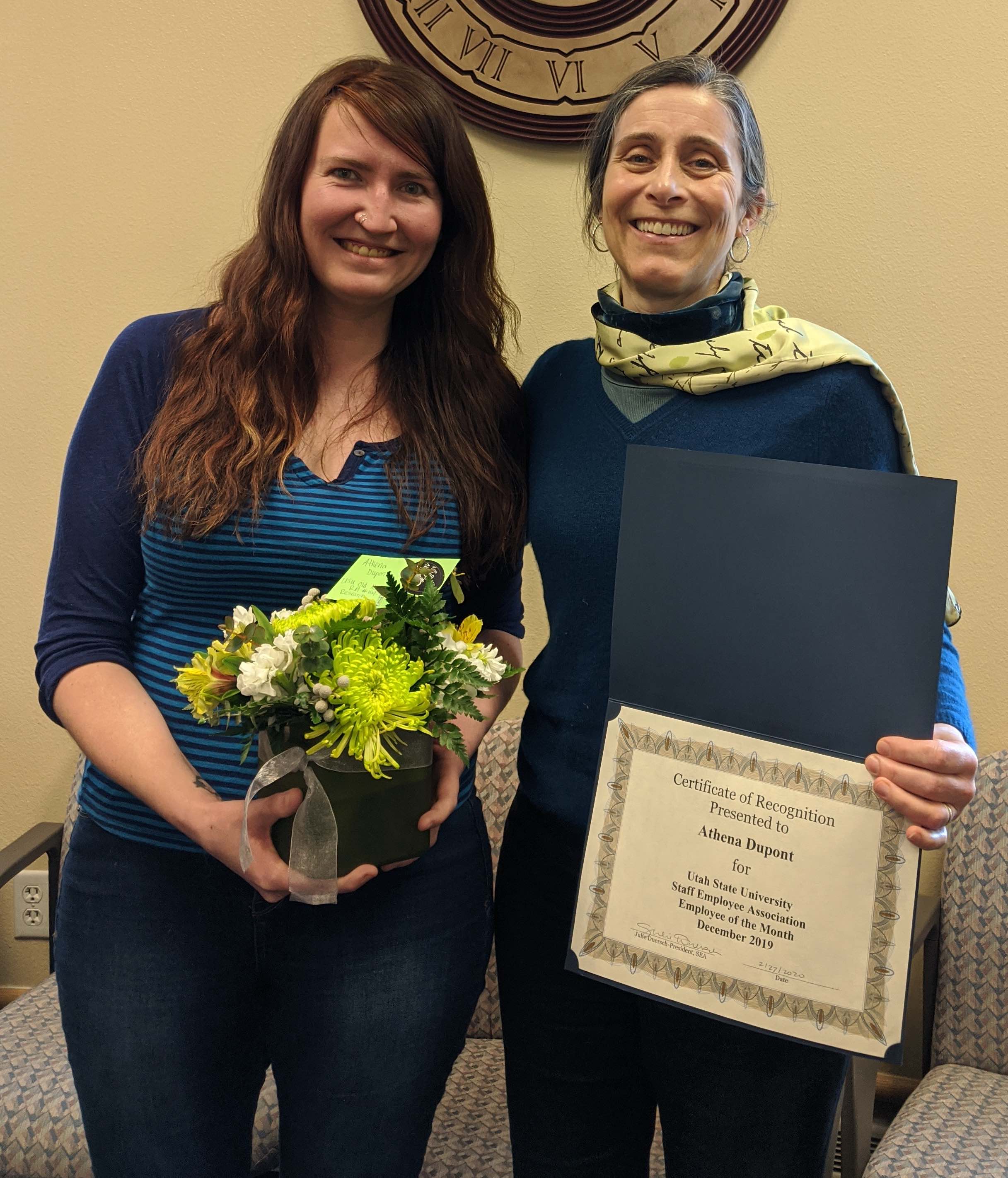 Athena Dupont, December 2019 Employee of the Month, with her nominator Alexa Sand
