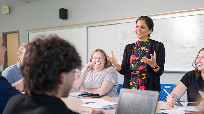Teacher presenting in a classroom