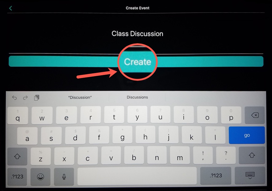 Tap the Create button after entering information