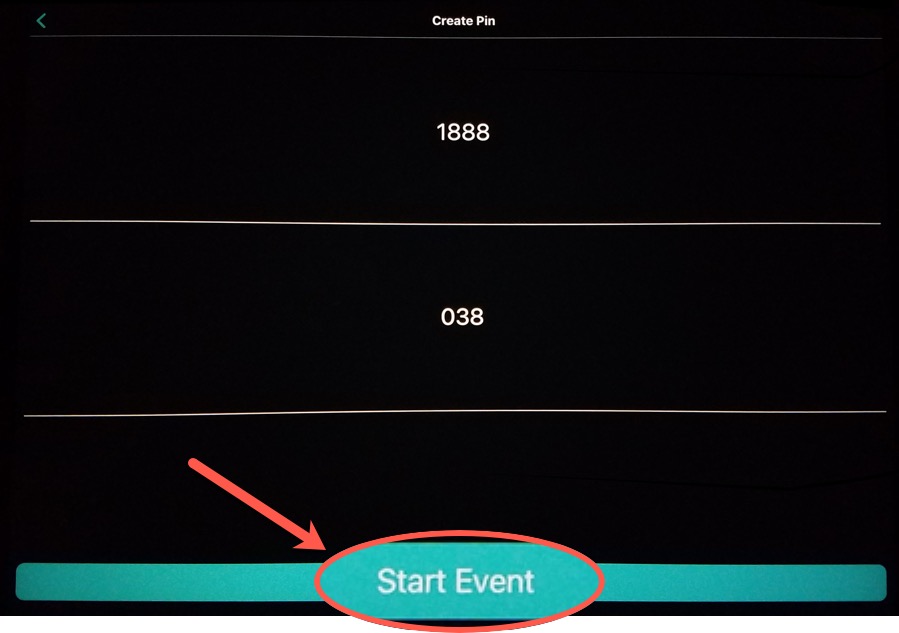 Enter pins and click Start Event