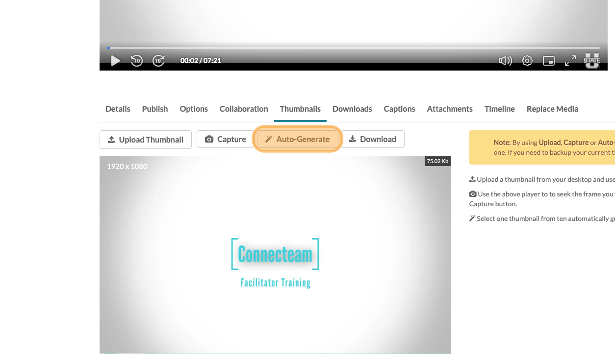 Menu tabe labelled Auto Generate highlighted in orange.