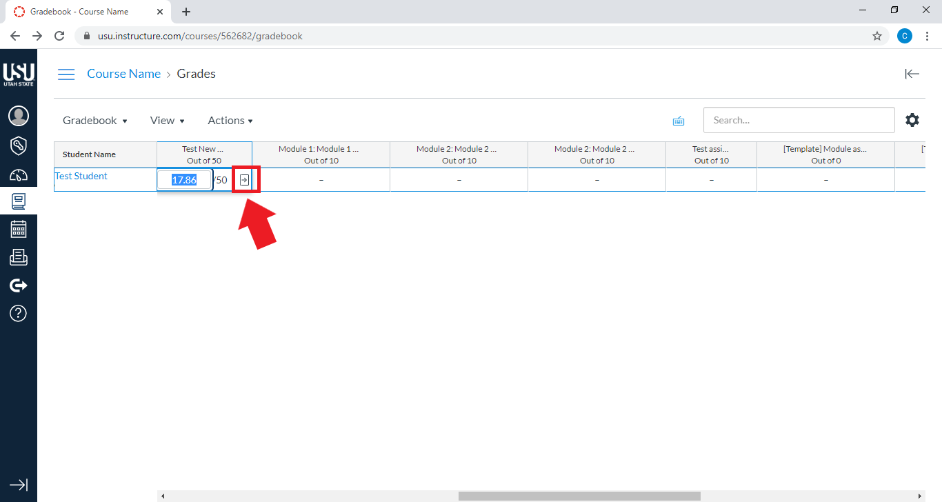 Open pop-up window in gradebook