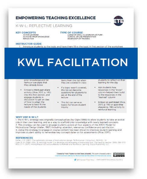 KWL Facilitation Sheet