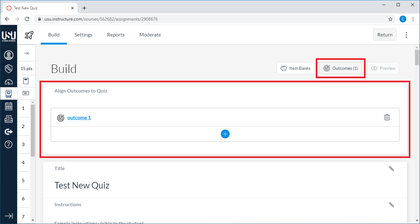 New Quizzes Outcomes