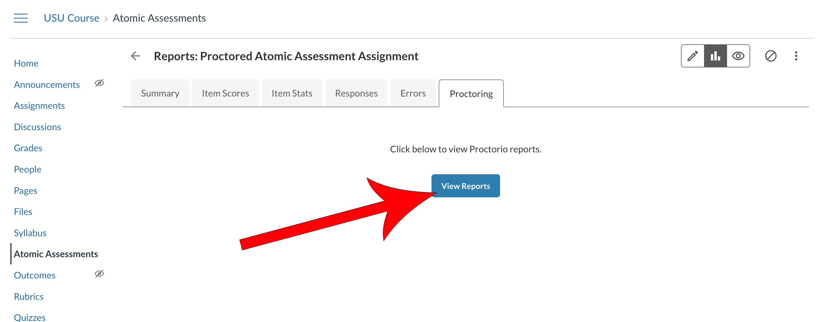 Arrow pointing at View Reports button.