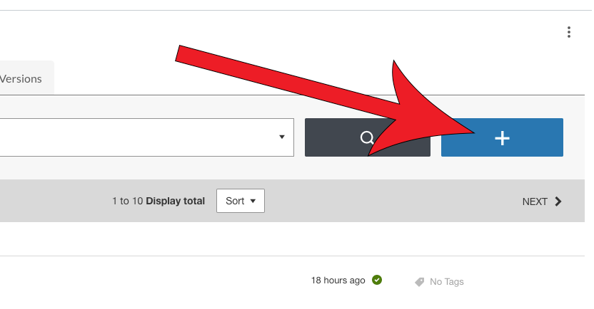 Arrow pointing at blue + button.