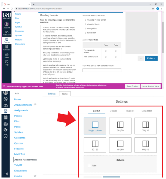 Atomic Assessments customizable layout