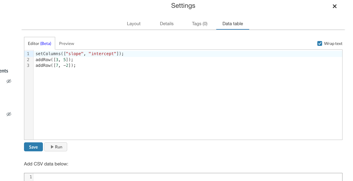 Example of code written inside of the script editor.