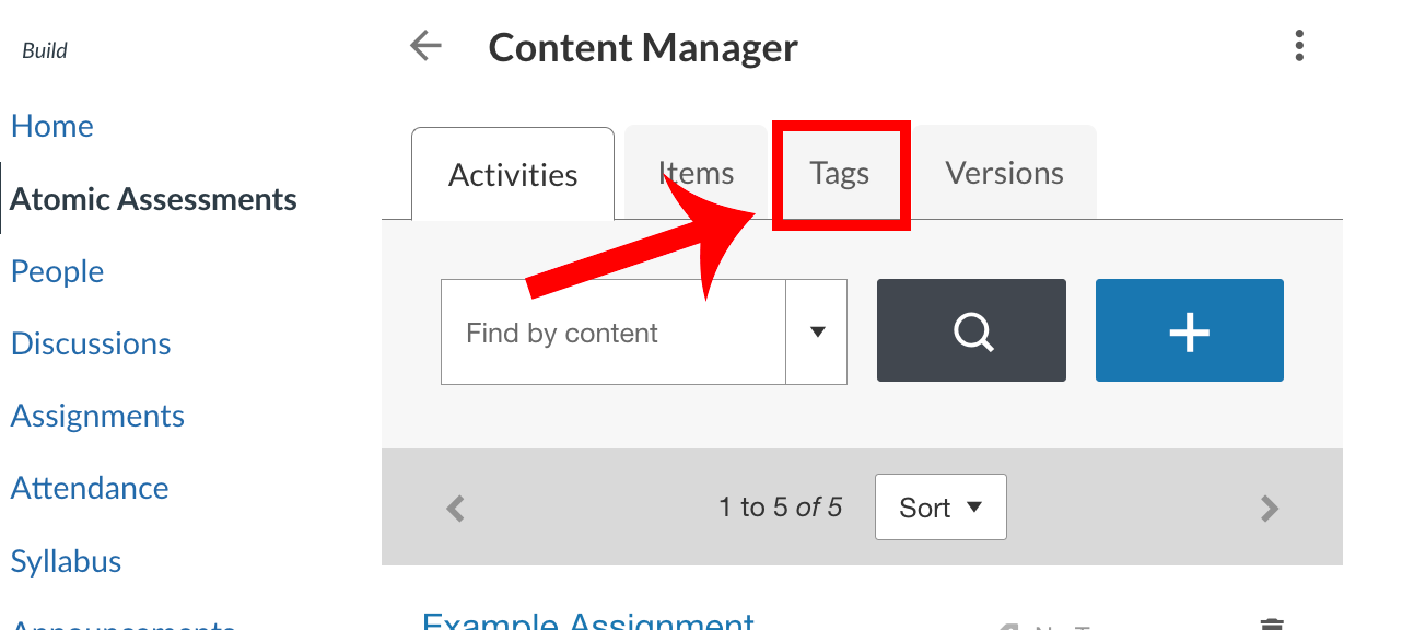 Atomic Assessments tags tab.