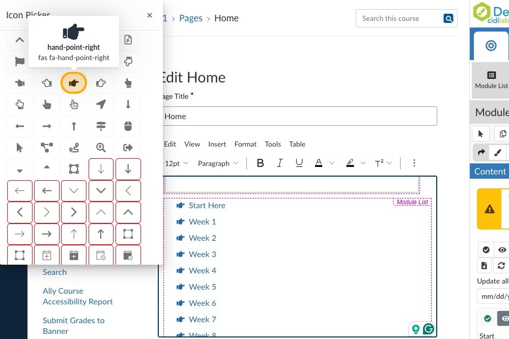 hand poin right icon highlighted
