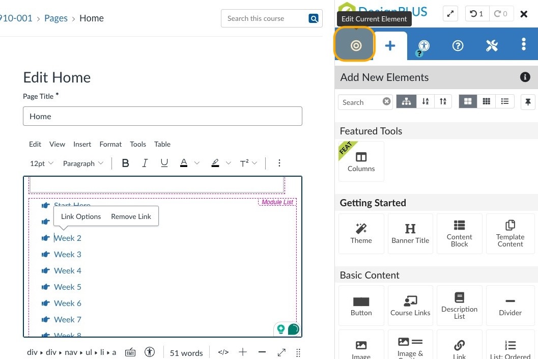 Edit Current Element
