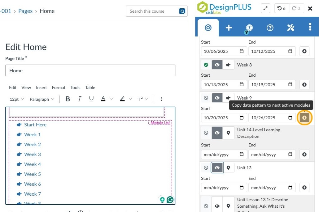 Copy data patter to next active modules