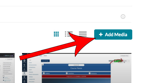 arrow pointing at Add Media button