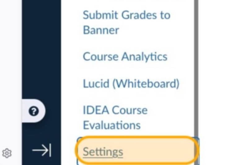 Settings in the side menu