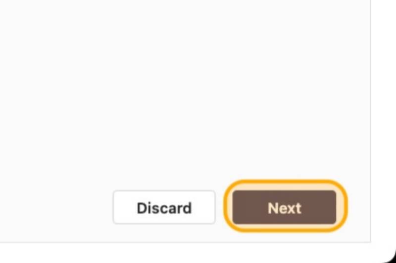 Next button in bottom right corner