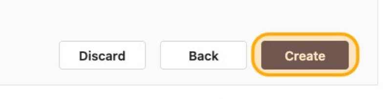 Create button in bottom right corner
