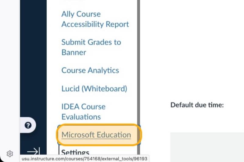 Microsoft Education in side navigation