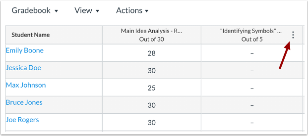 Open the assignment menu by clicking the options icon