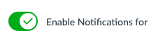 notification icon selected showing the options notify immediately, daily summary, weekly summary, notifications off