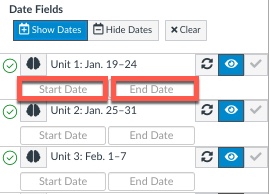 Canvas module start and end dates