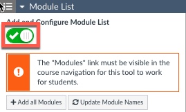 Configure module list