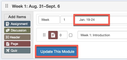 Update Date References in Canvas Module Titles | Teach