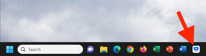 The location of the Kaltura Classroom icon in the Windows taskbar.