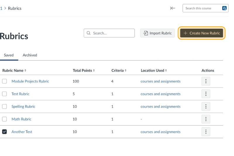 + Create Rubric button.