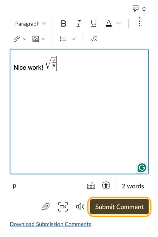 Submit Comment highlighted in orange
