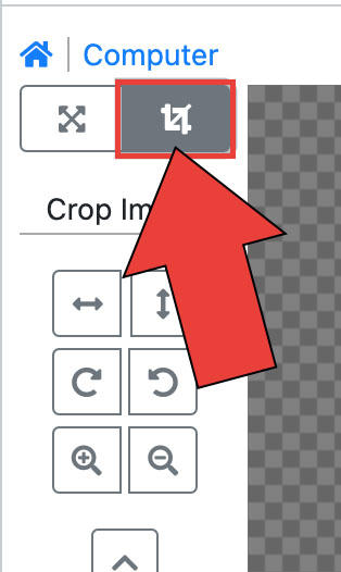 crop settings icon in tab