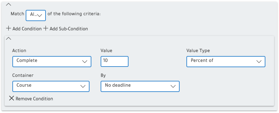 action, value, value type, container, by
