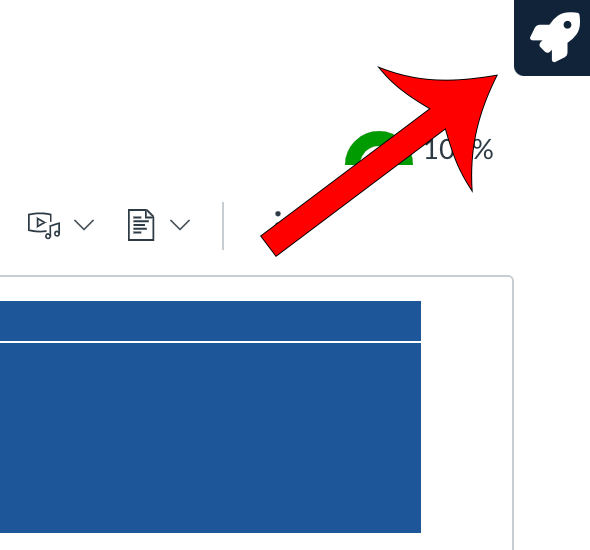 arrow pointing at design tools rocket ship icon