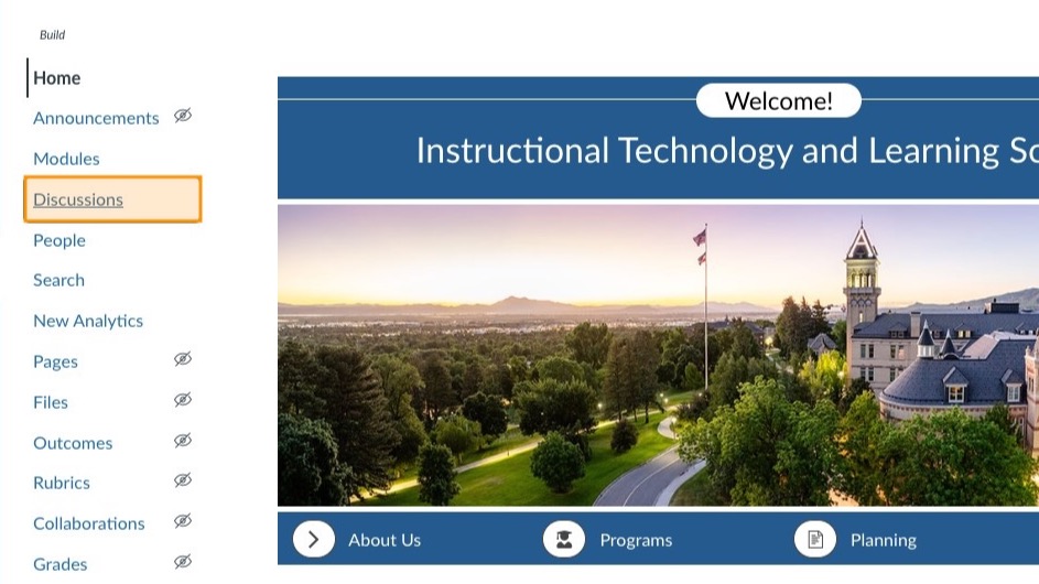 Discussions highlighted in orange on the left navigation bar.