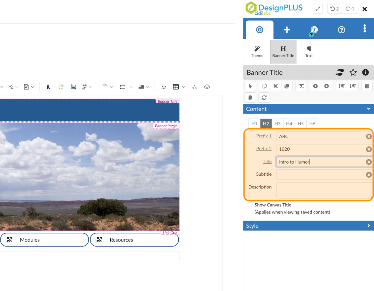 Content table highlighted in orange.