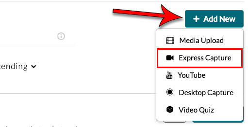 add new dropdown with Express Capture highlighted